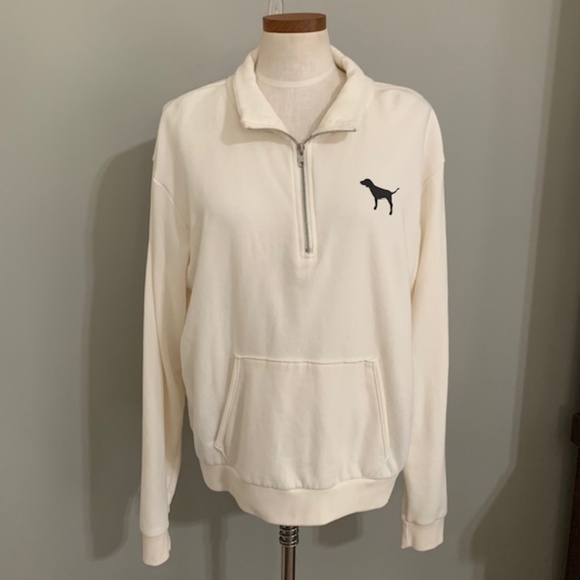 PINK Victoria's Secret Tops - Pink VS Ivory Sweatshirt W/ Animal Print Back